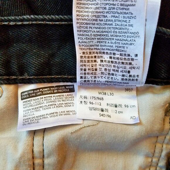 Levi’s 505 Men’s Straight Leg Black Denim Jeans 38x28 - Picture 6 of 6